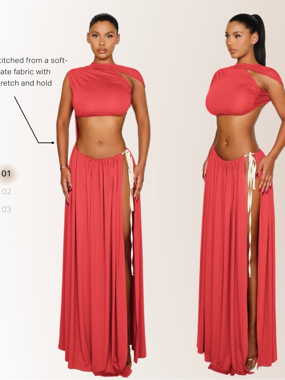 Asymmetrical One-Shoulder Red Maxi Dress with High Side Slit